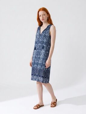 Lucky Brand Navy and White Patterned Shift Dress